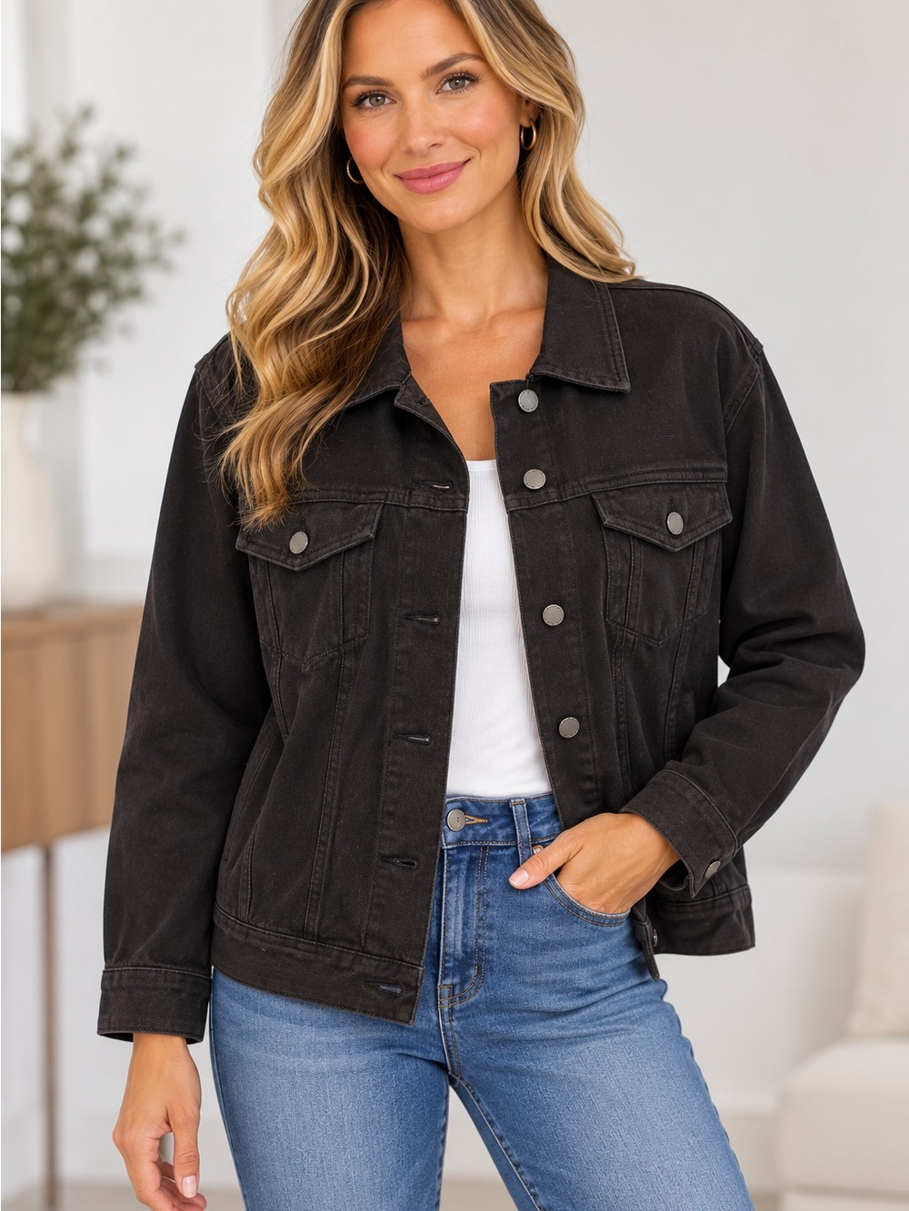 🆕🤣NWT Liverpool Black Denim Jean Jacket for Women